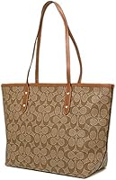 COACH F36876 Coated Canvas Signature City ZIP Tote Shoulder khaki